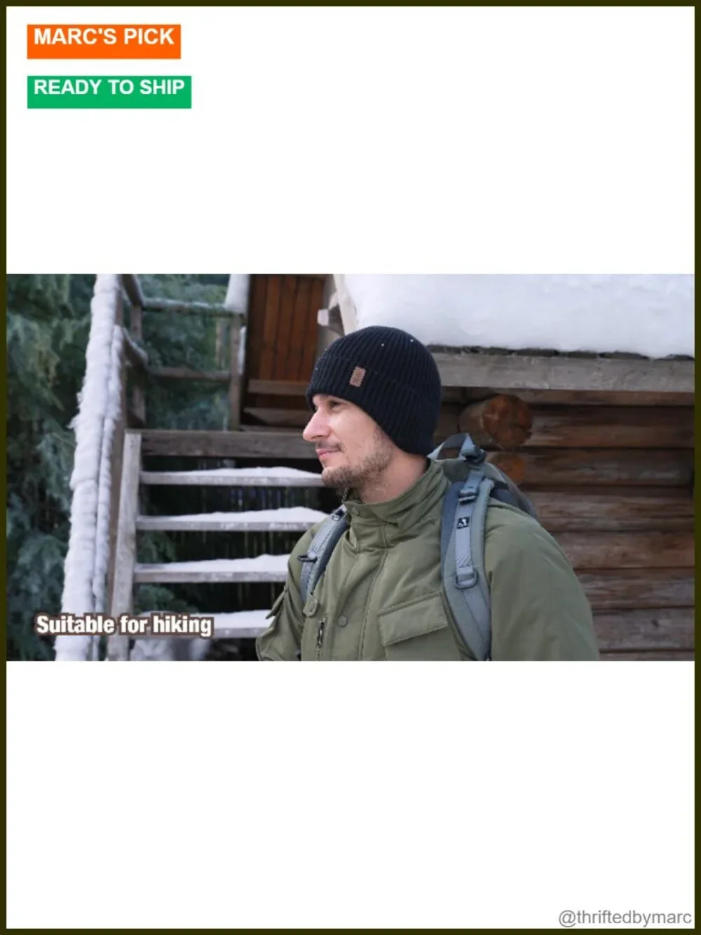 Fleece Lined Winter Beanie with Earflap - Windproof Thermal Knit Hat